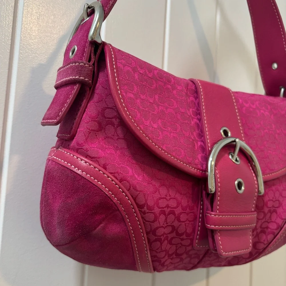 Coach Soho Mini Pink Signature Canvas Suede Denim Vintage Y2K Coach 6818 - Picture 3 of 15